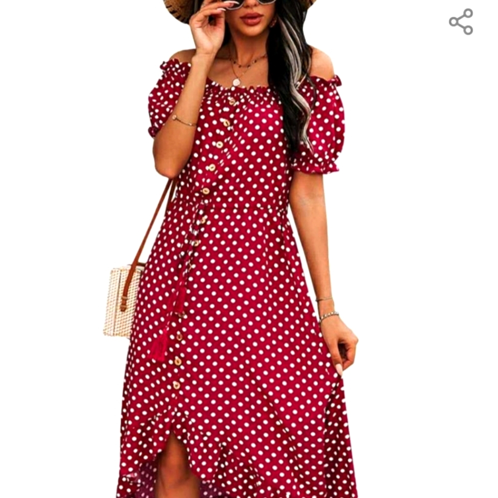 Summer off the shoulder  high low dress